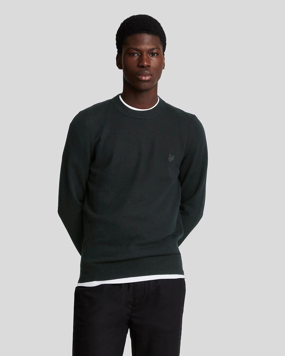 Lyle-and-scott-1874 Shirts Man Lyle And Scott 1874 Kn2124v Tonal Lambswool Crew Z865 Jet Black In Black