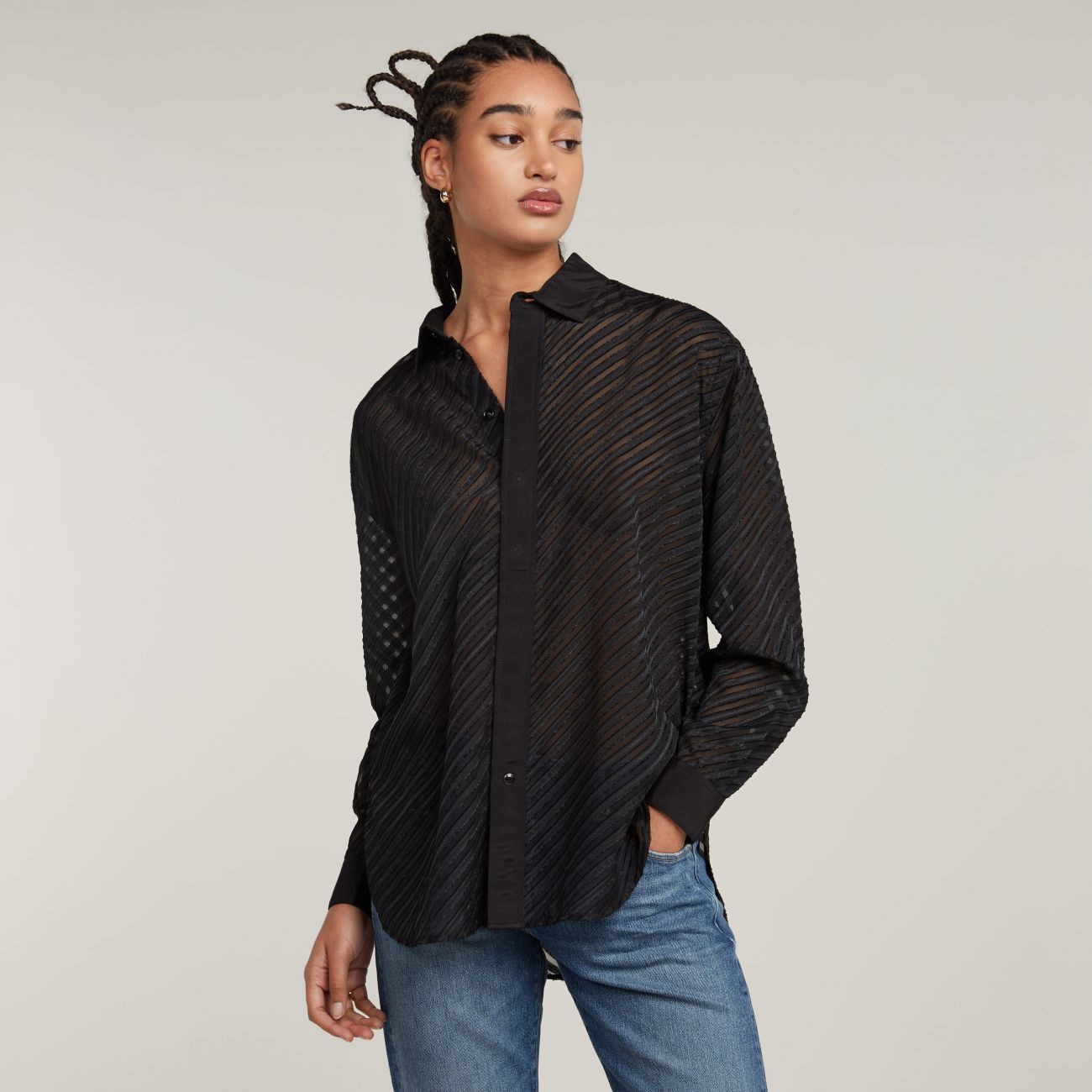 G-star Women's Shirts  D25406-d404 Boyfriend Shirt 8908 Black In Brown