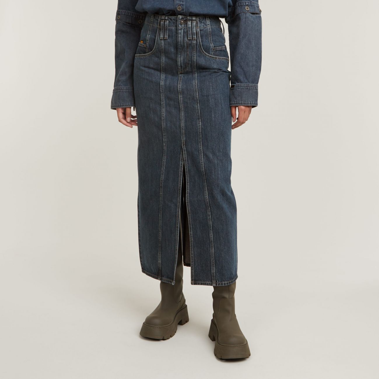 G-star Female Skirts  D25289-viktoria Motorcycle Long Skirt G852 Worn Indigo In Blue