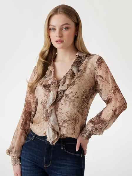 Guess Women's Shirts W5rh55 We550 P1ku In Brown