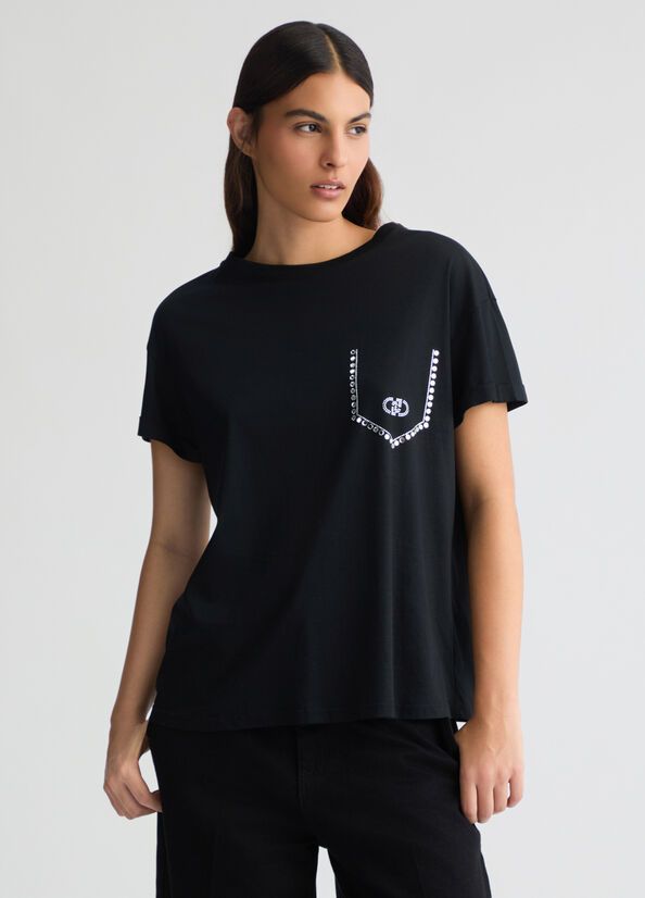 Liu •jo T-shirt Woman Liu Jo Wa5145 J4893 M9447 In Black