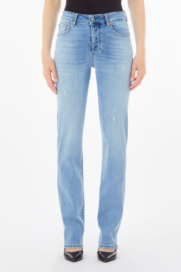 Liu •jo Jeans Woman Liu Jo Straight Straight Ua5063 Ds615 78848 In Blue