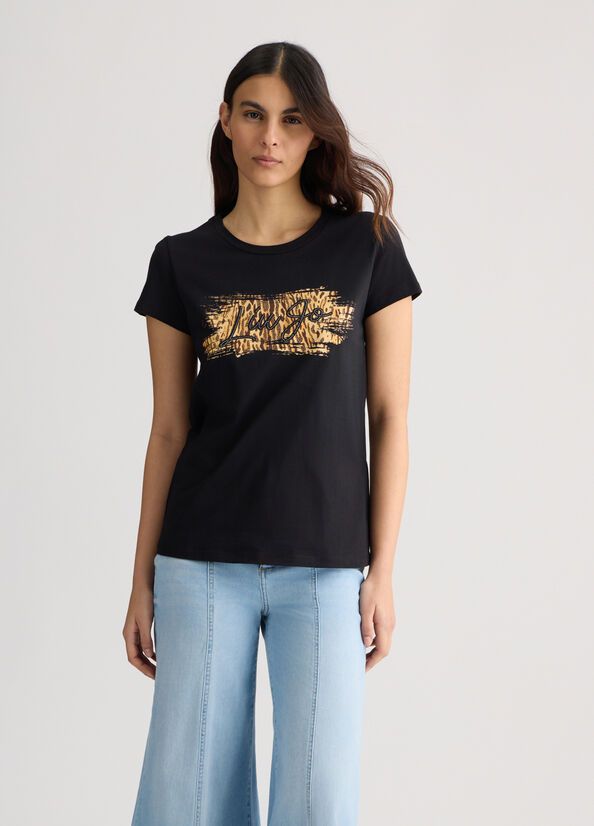 Liu •jo T-shirt Woman Liu Jo Wa5240 Js923 M9623 In Black