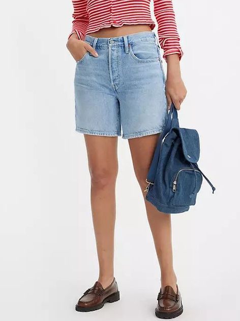 Levi's Shorts And Bermuda Woman Levis 85833 0055 - 501 Mid Thig Short Ojai Luxor Last Shorts In Blue