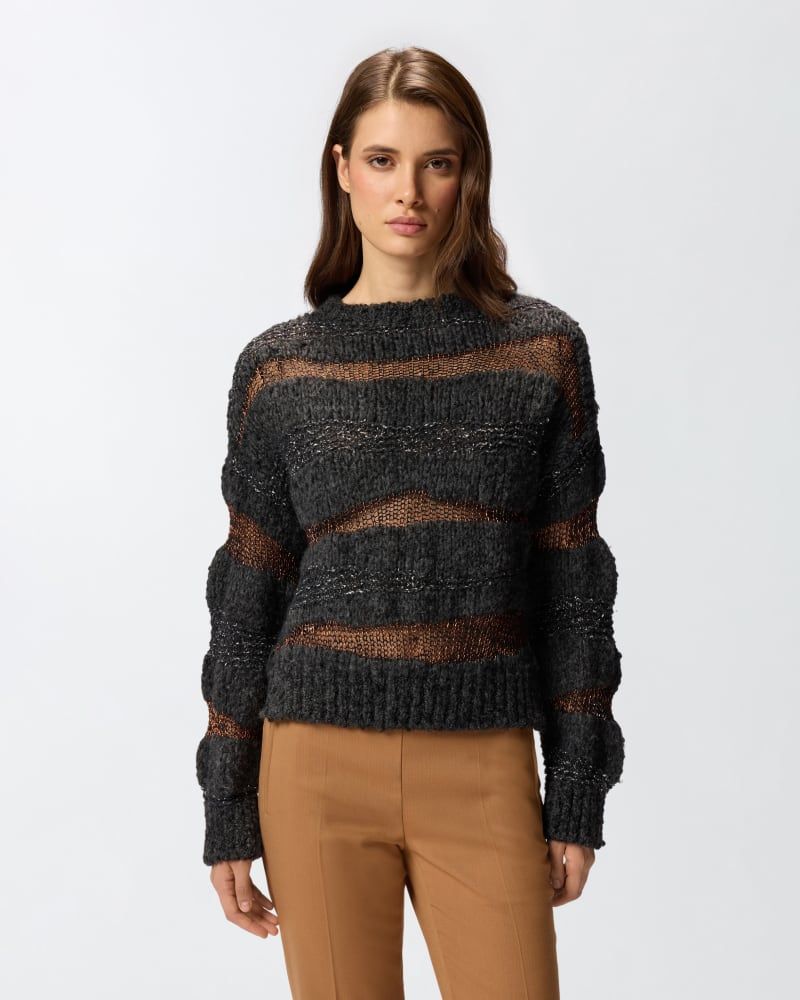 Pinko San Domino Pattern Sweater With Lurex Thread Inserts In Gray