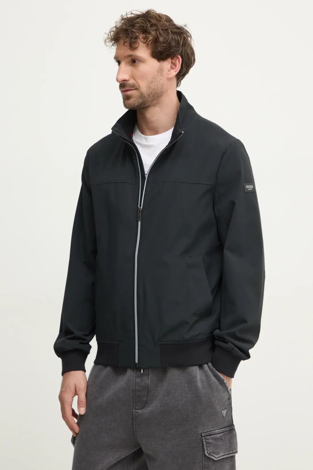 Guess Jackets And Jackets Man M5rl18 Wgup2 Jblk Jet Black In Multi
