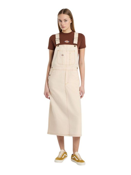 Dickies Salopette Woman Bib Long Overall Dress - Dk0a4z6t F901 Whitecap Gray In White