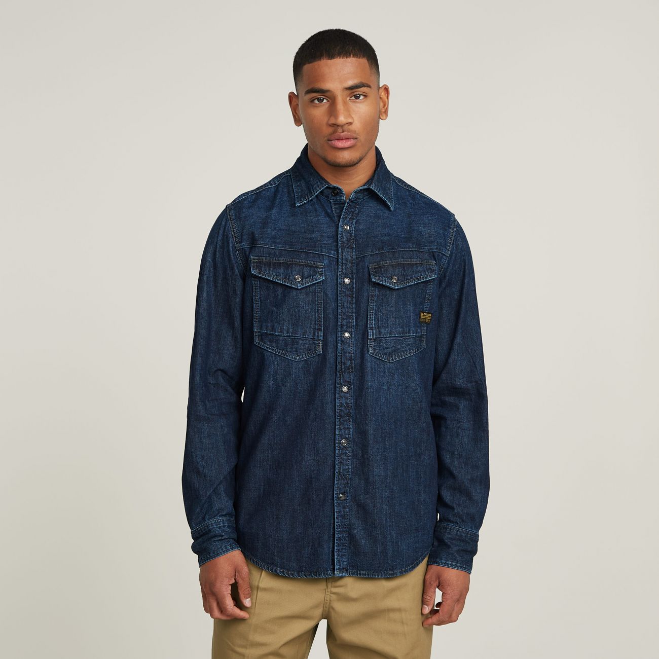 G-star Shirts Man  D23616-d252 Slim Denim G133 Worn In Deep Sea In Black
