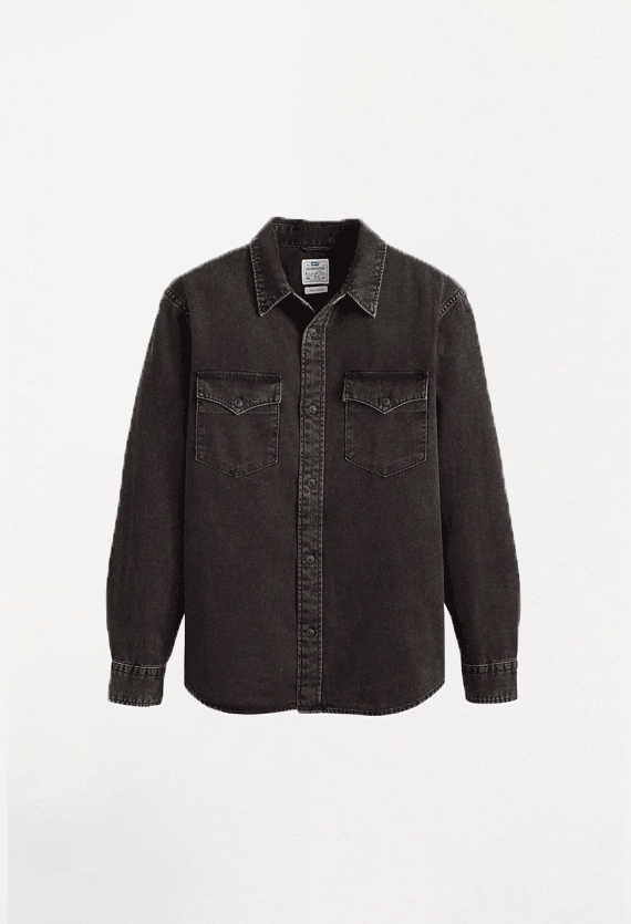 Levi's Shirts Man Levis A1919 0054 Relaxed Fit Cava Washed Black In Black