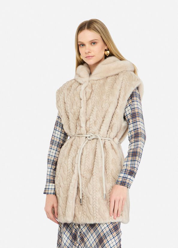Liu •jo Vest With Hood In Neutral