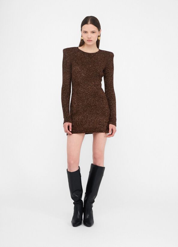 Liu •jo Open-back Mini Dress In Brown