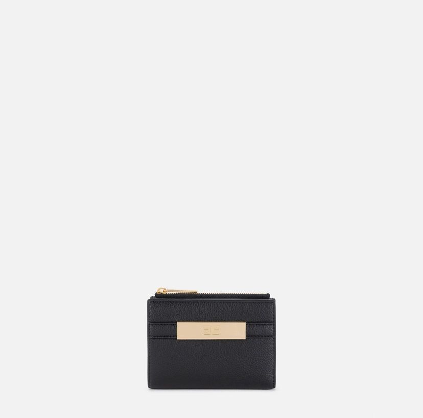 Elisabetta Franchi Logo-plaque Zip-fastening Wallet In Black