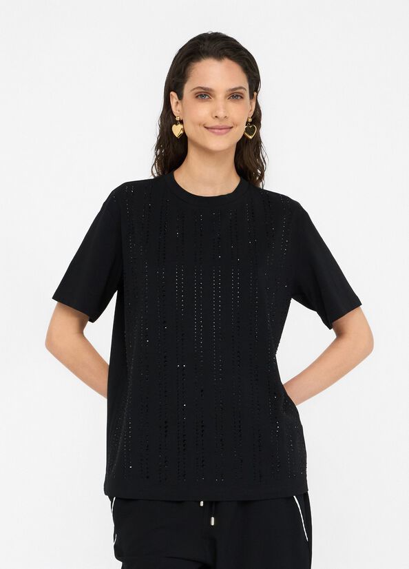 Liu •jo T-shirt Woman Liu Jo Cf5072 Js088 22222 In Black