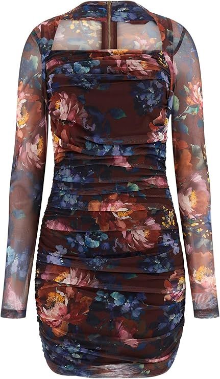 Guess Women's Bernardette Printed Mesh Bodycon Dress In Multi