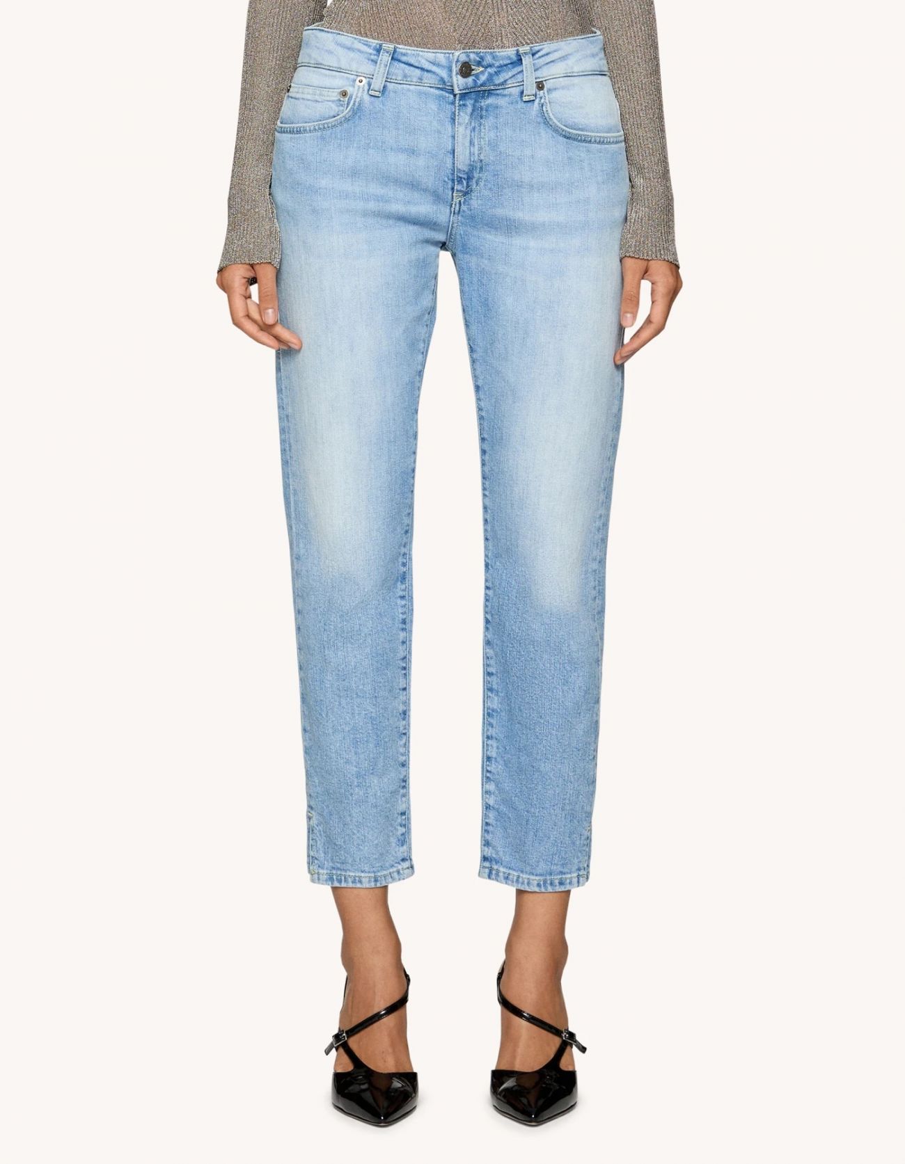 Dondup Classic Straight-leg Denim Jeans With Subtle Stitching In Blue