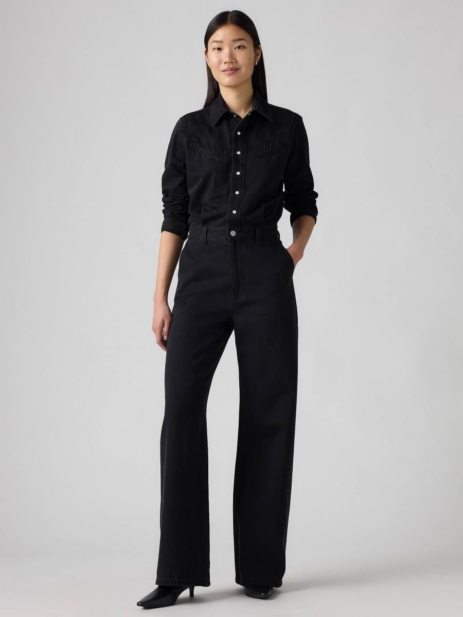 Levi's Salopette Woman Levis 003s4 0001 Rinoa Wide Leg Jumpsuit Capturing Momen In Black