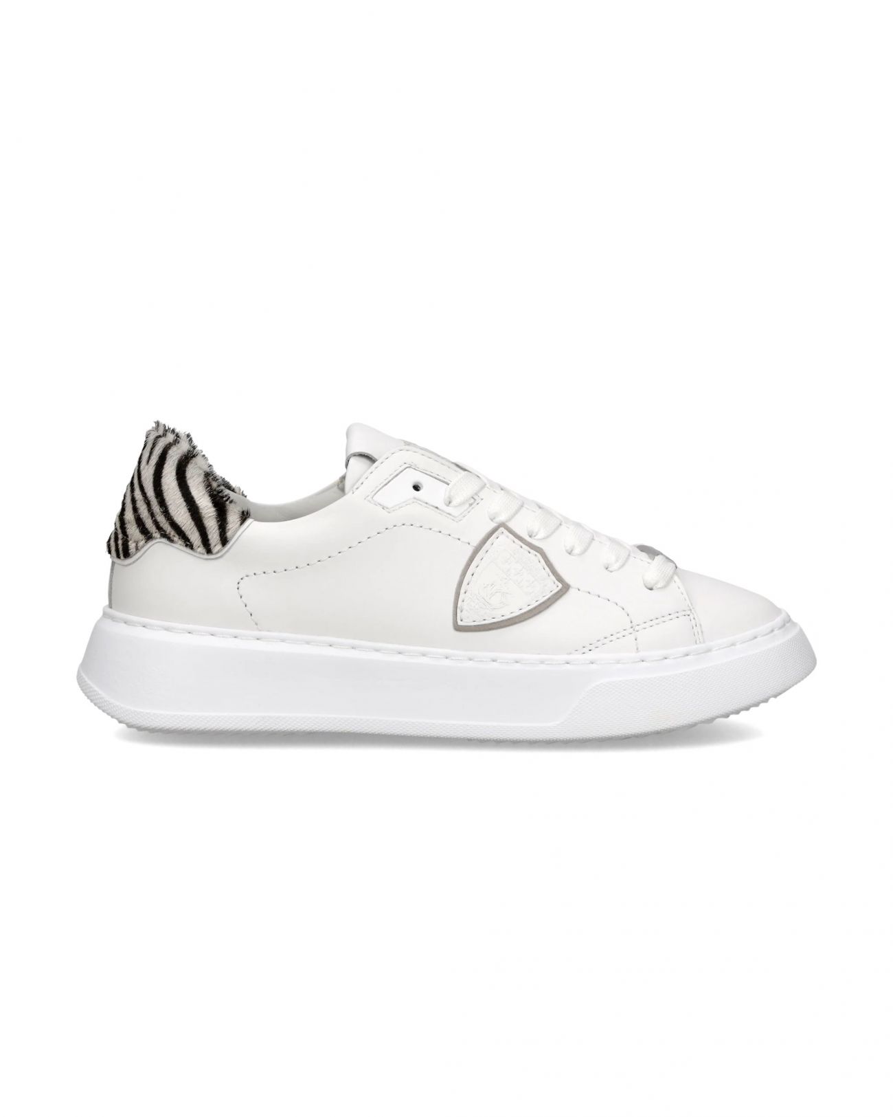 Philippe Model Women's Sneakers Paris ♪ Va04 - Temple Veau Animalier Blanc Zebra In White