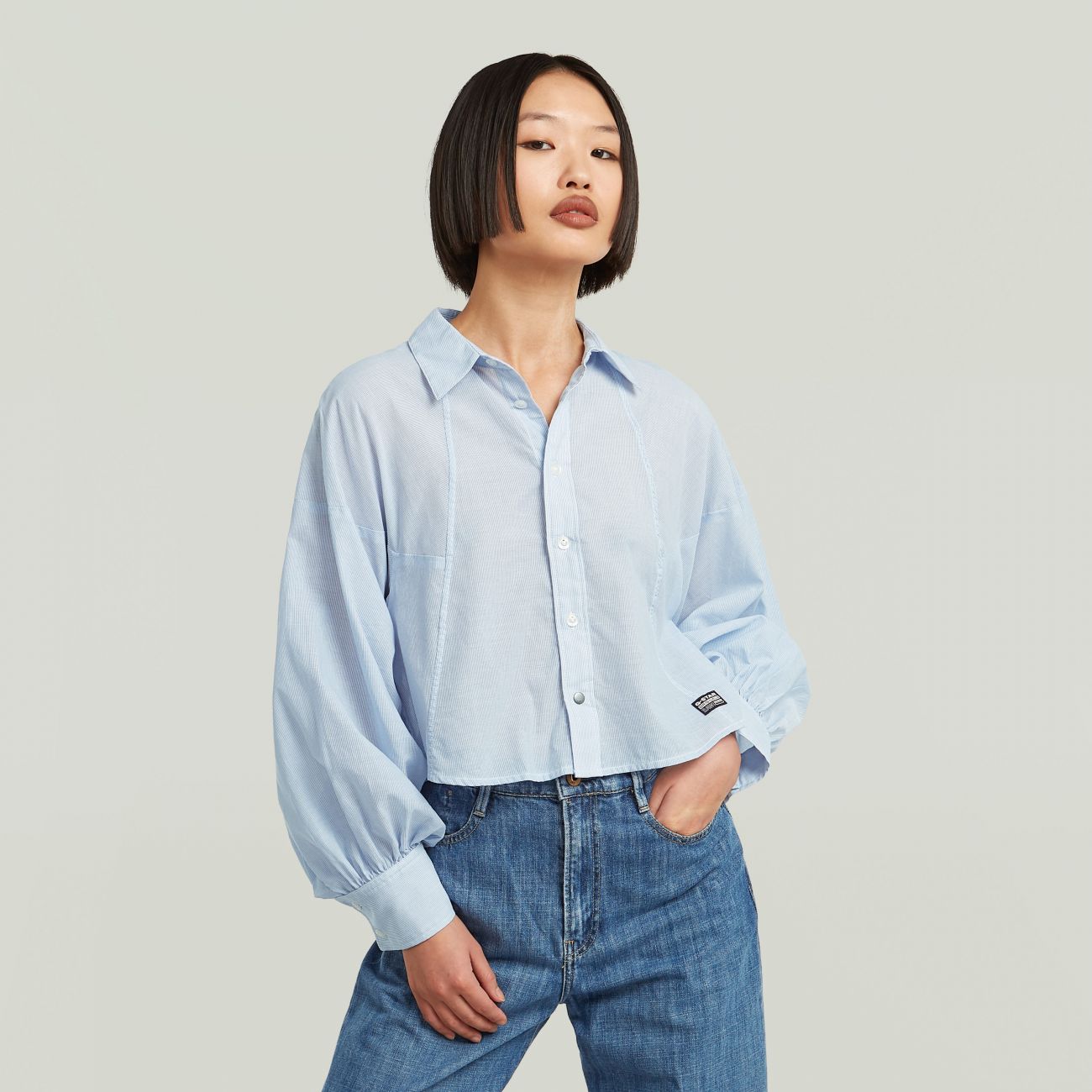 G-star Women's Shirts D26579-d925 Macro Baloon Shirt H065 Deep Wave Micro Stripe In Blue