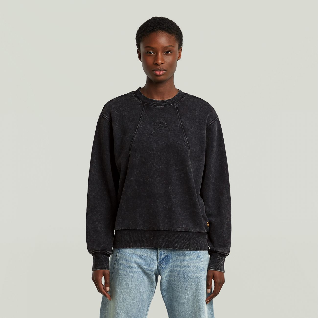 G-star Women's Sweatshirt  D27173-d969 Washed Online Script H590 Black Smokey In Black