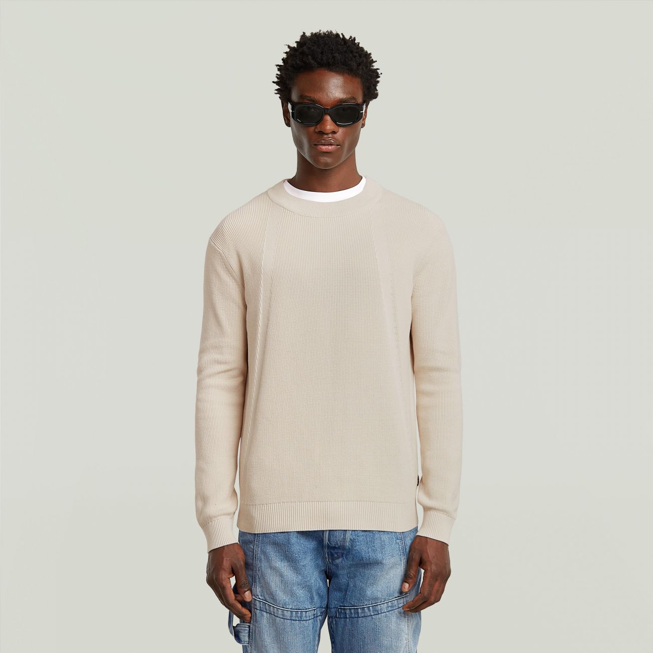 G-star Shirts Man  D26781 C868 Structure R Knit 1603 Whitebait In Metallic