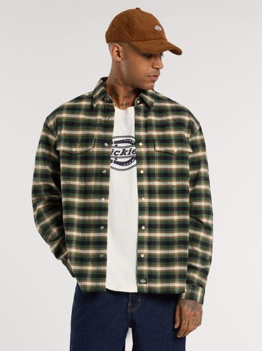 Dickies Shirts Man  Johnsonville Dk0a87pwpin1 Pine Needle In Green