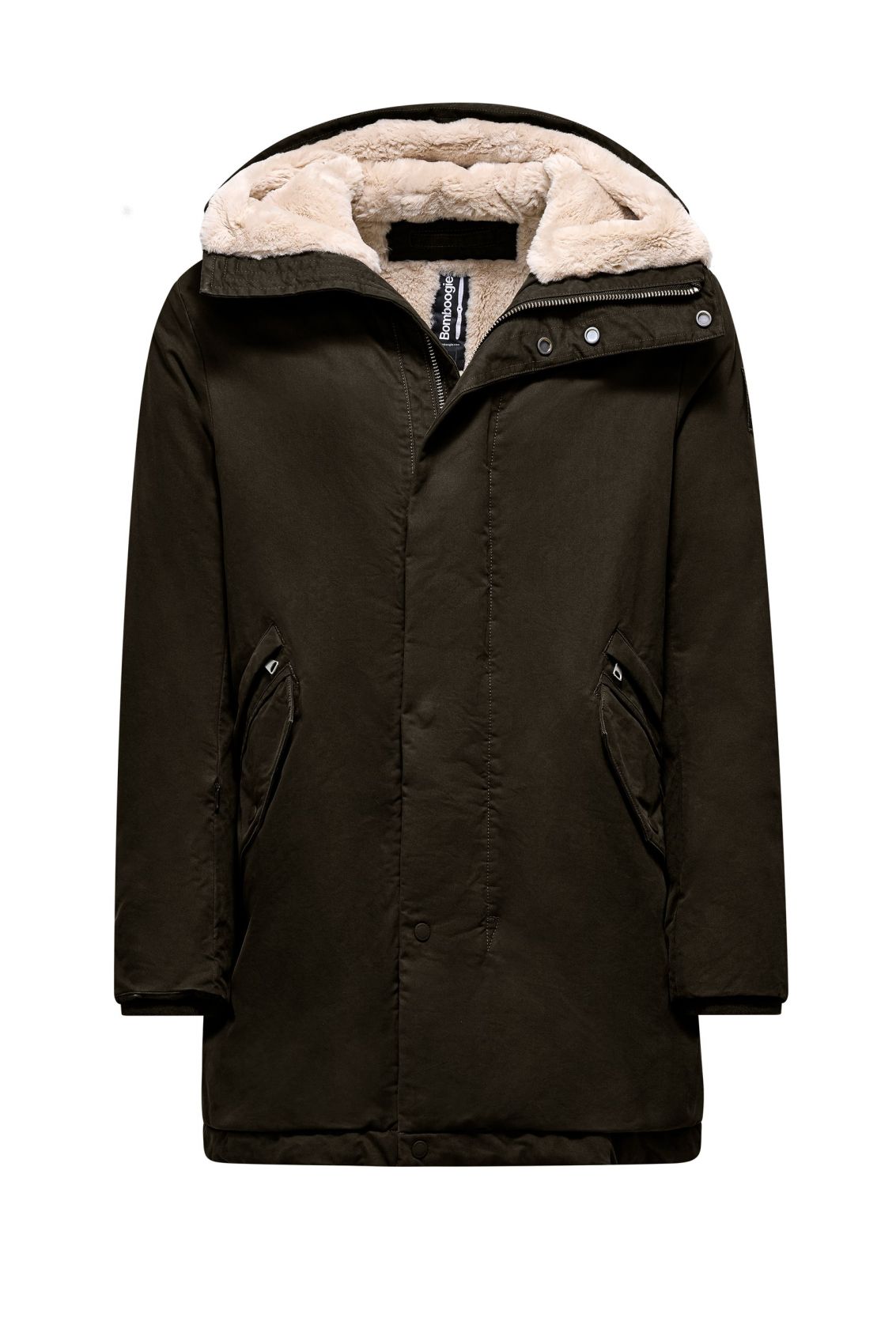 Bomboogie Windbreaker Parka With Concealed Zip Closure In Black