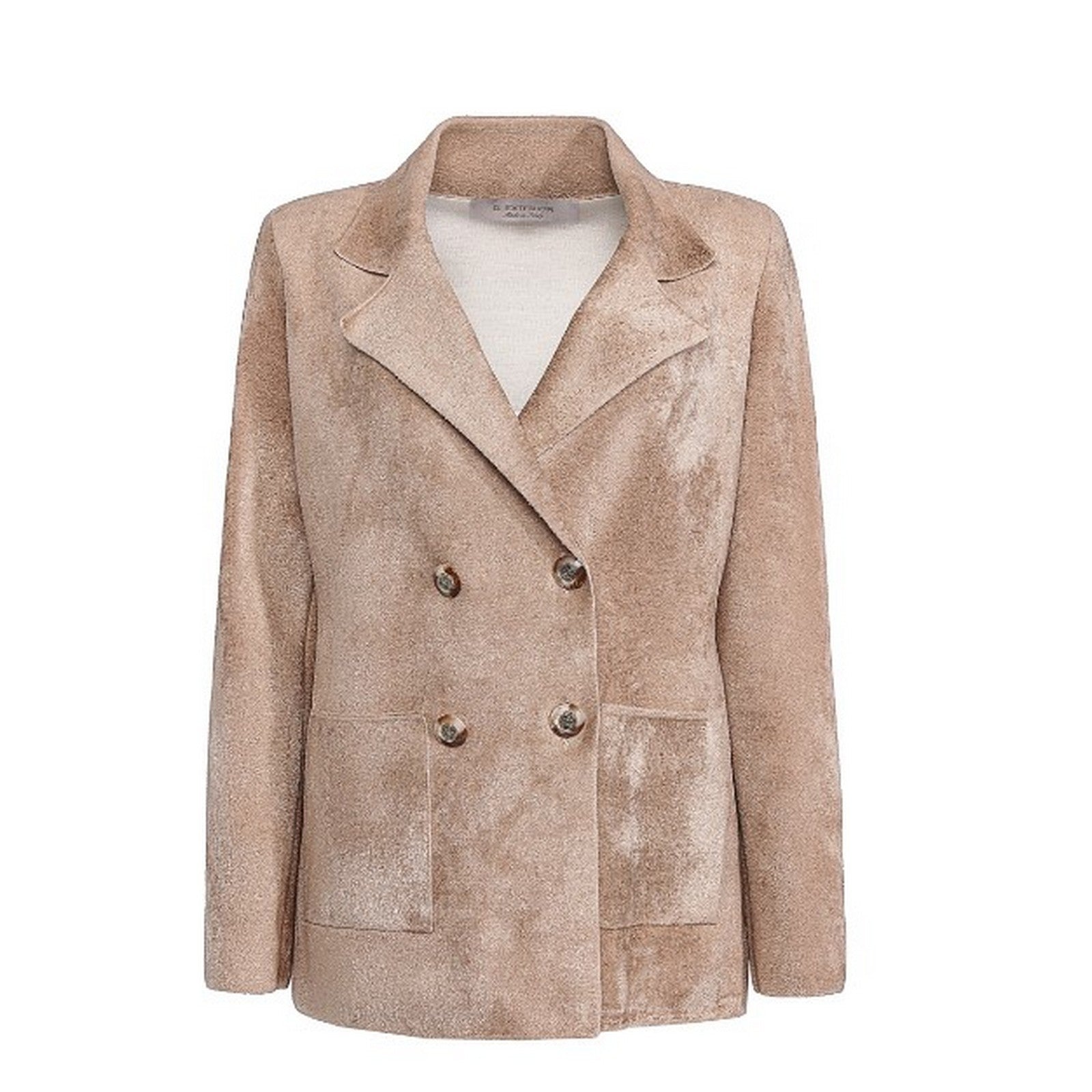 D Exterior Women's Jackets D.exterior - Velvet Knit Doublep Jacket - Multicolor In Brown