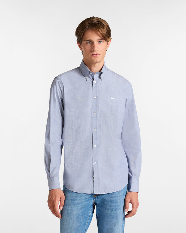 Harmontblaine Blue Navy Man Shirt In Blue