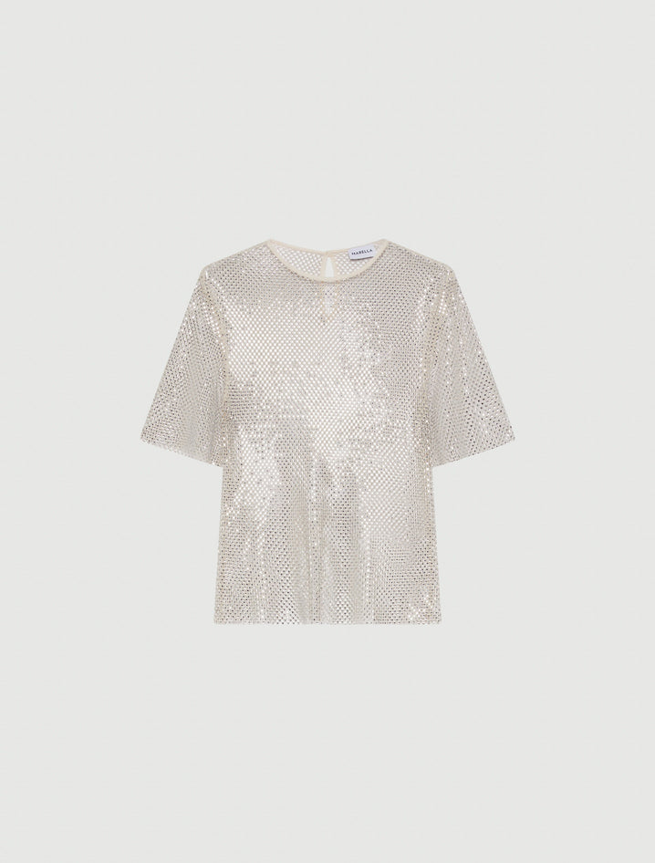 Marella T-shirt Woman White Wool In Silver