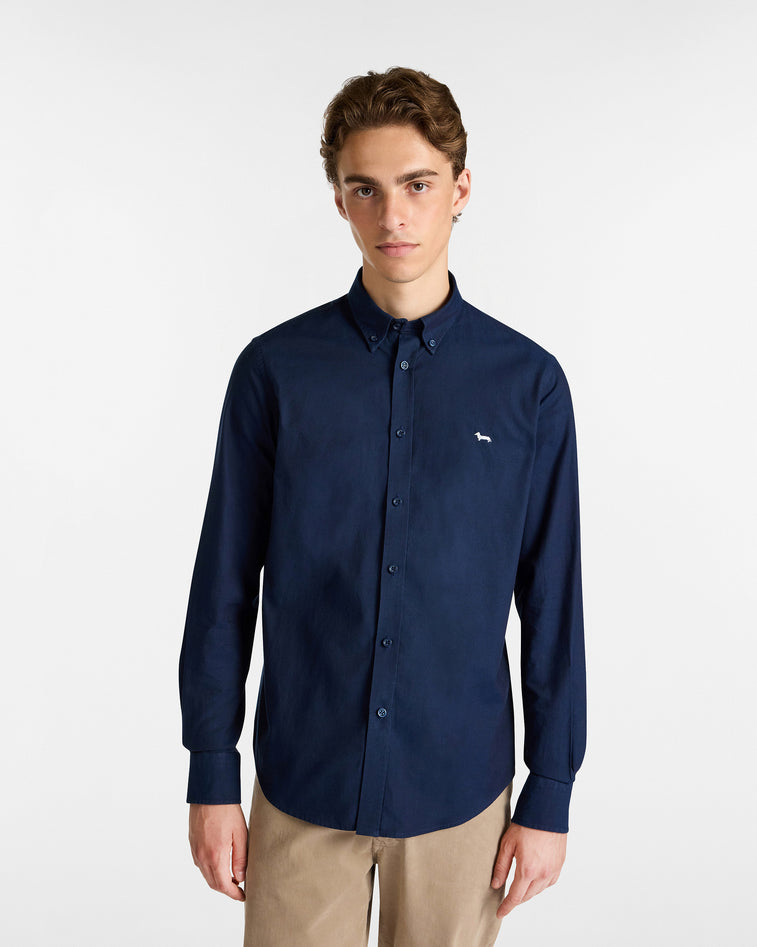 Harmontblaine Dark Blue Man Shirt In Blue