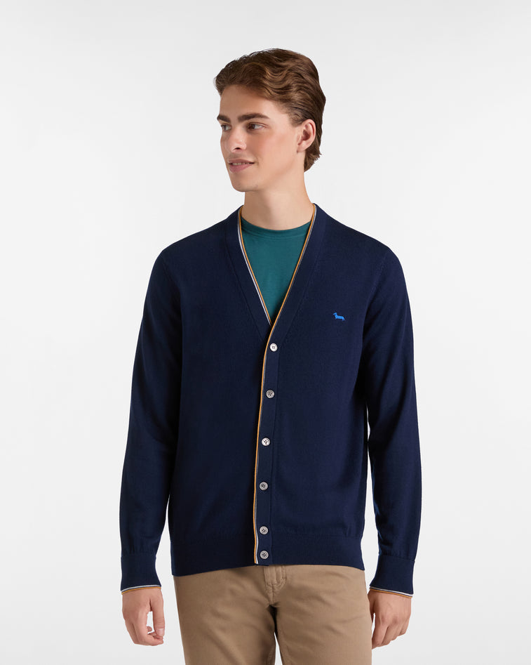 Harmontblaine Cardigan Man Blue Navy In Blue