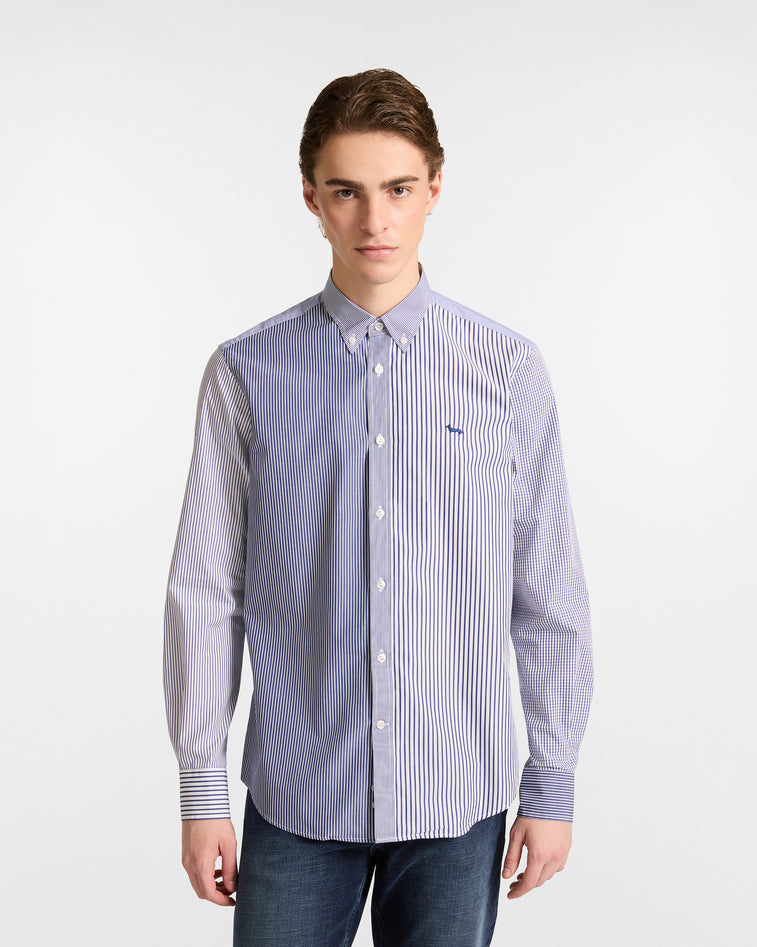 Harmontblaine Blue Man Shirt In Blue