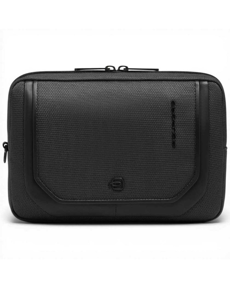 Piquadro Pommes de terre S143 Cuir noir et tissu pour femmes avec epaule amovible