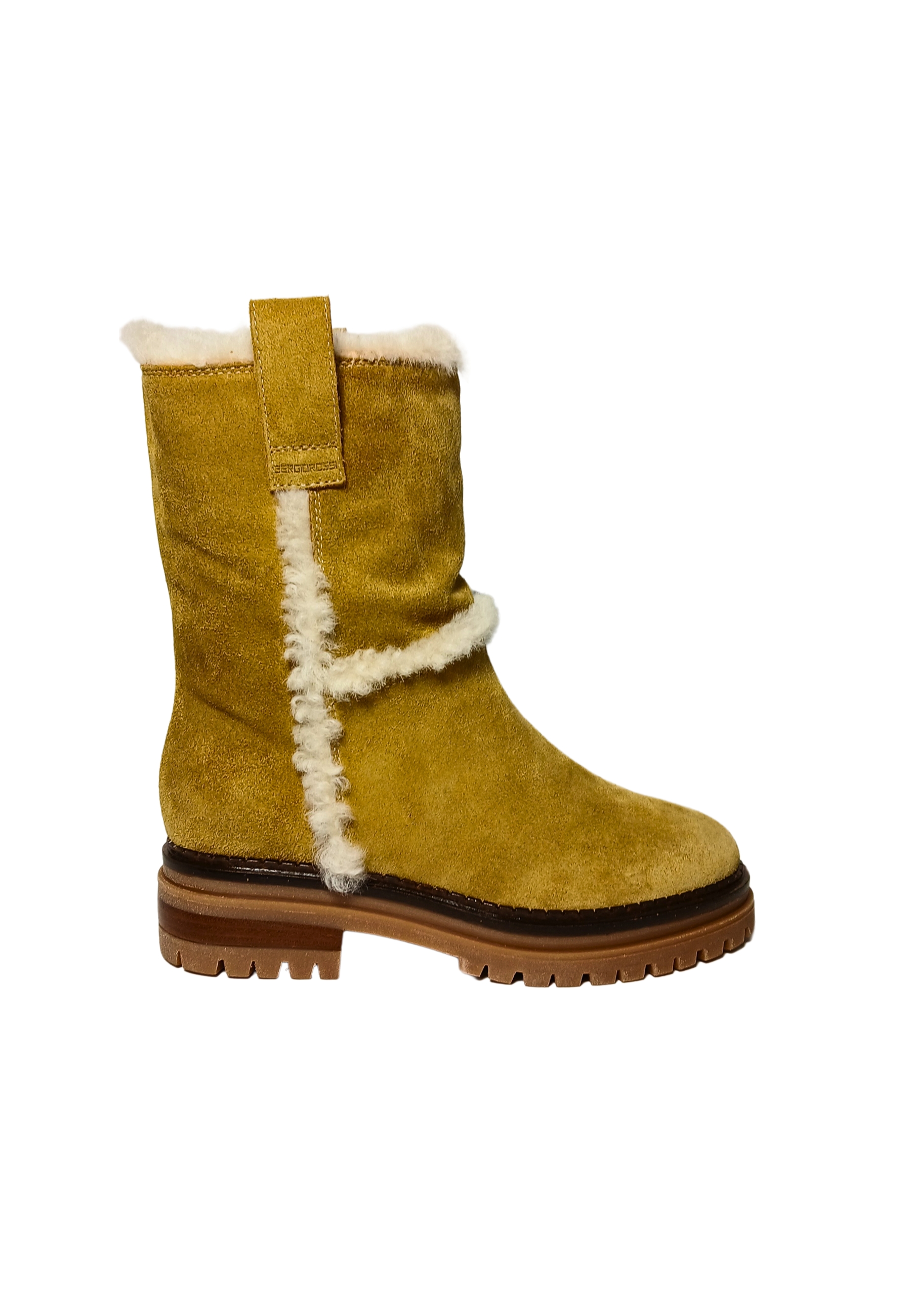 Women's Shoes Sergio Rossi honey-colored suede boots-inside in shearling cream in