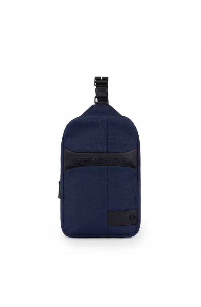 Monospalla Piquadro W129 Cuir bleu et tissu - CA5751W129-BLU