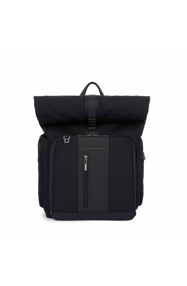 Sac a dos Piquadro SacMotique peau et tissu enroule Noir - CA5938BR2BMMD-N