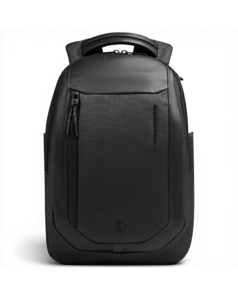 Piquadro Sac a dos en cuir noir et tissu avec ordinateur portable 13''' et iPad