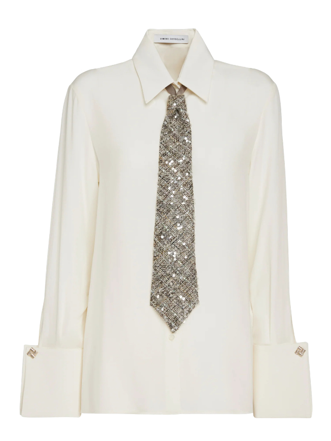 Camiseta viscosa de seda con corbata Chanel Simona Corsellini