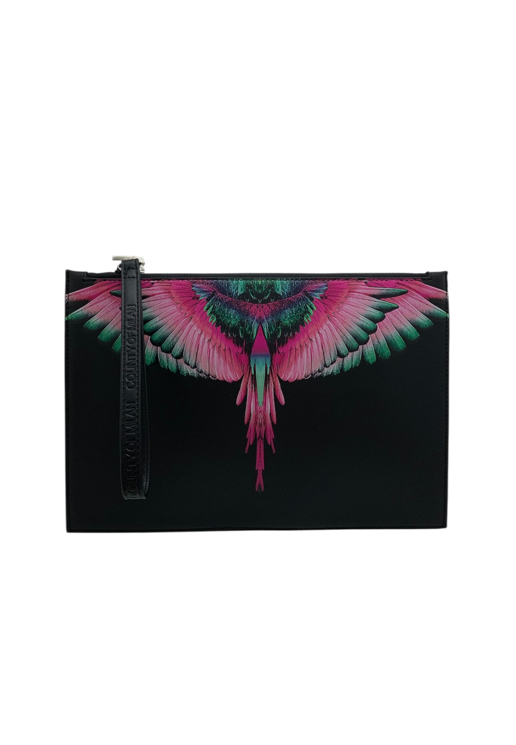 Country Of Milan Hand Pouch Woman  Pink Wings In Black
