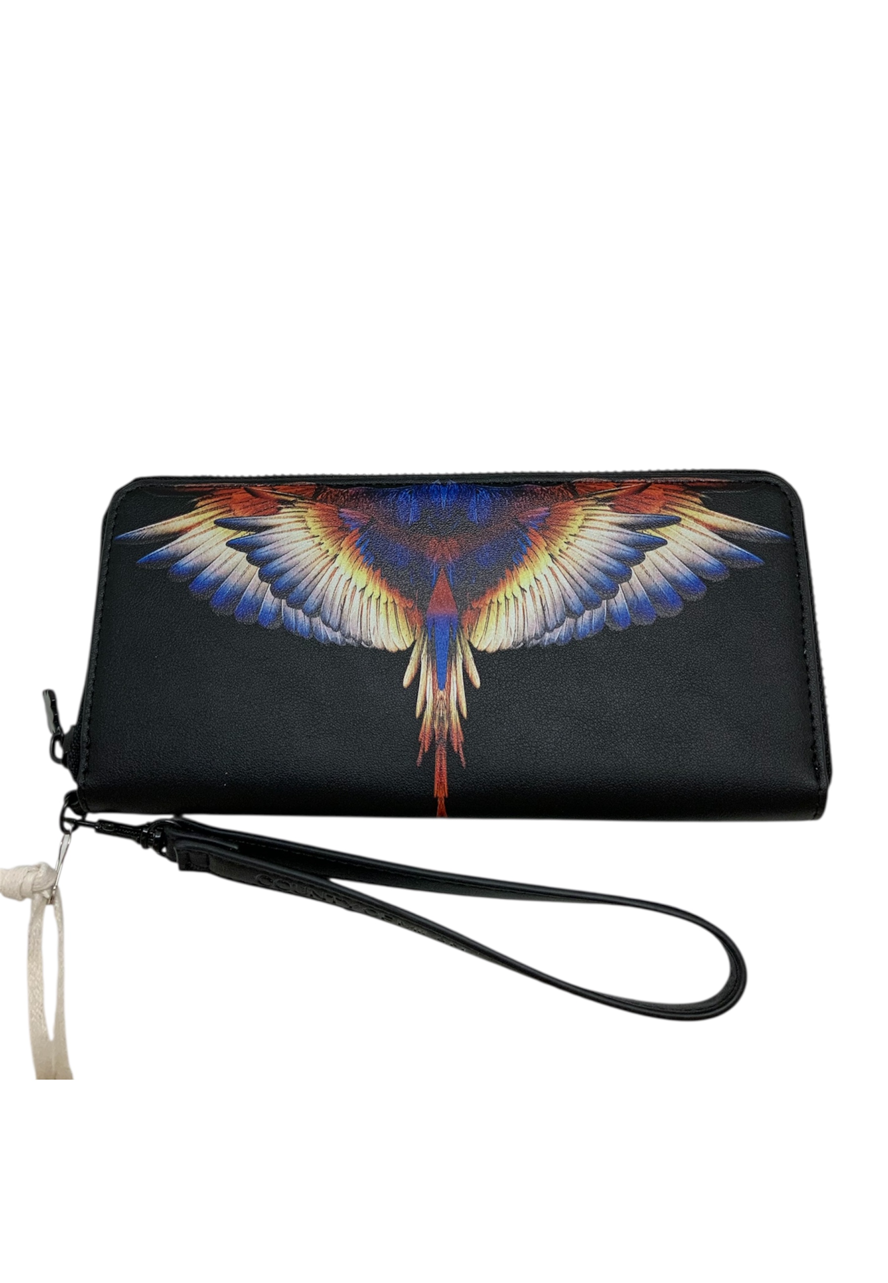 Country Of Milan Women's Wallet  White Wings Print In Black