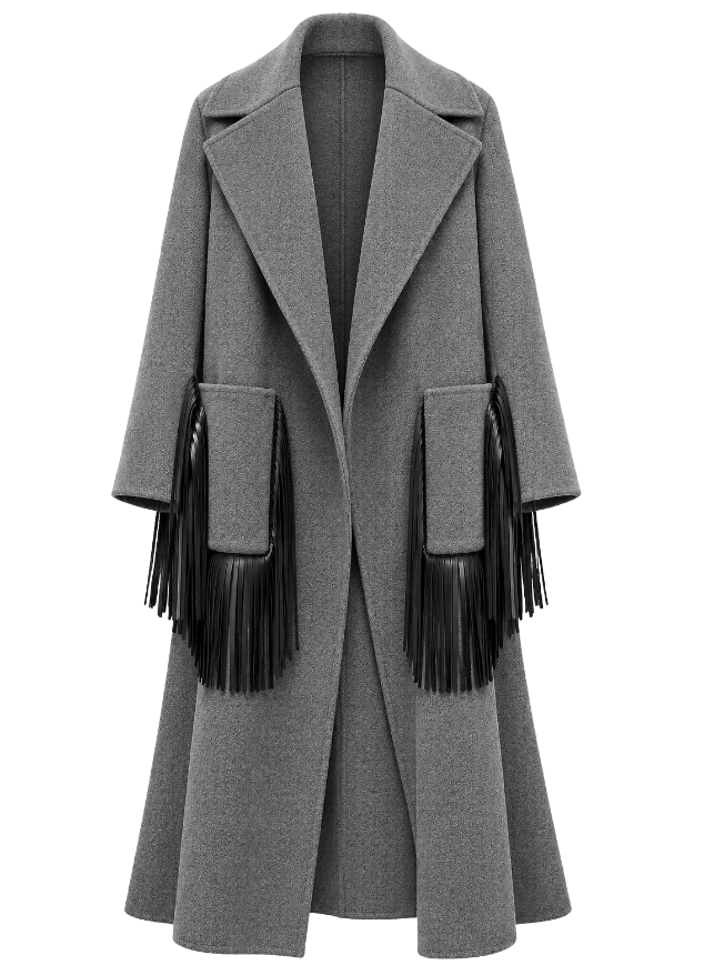 coat pockets fringe Simona Corsellini