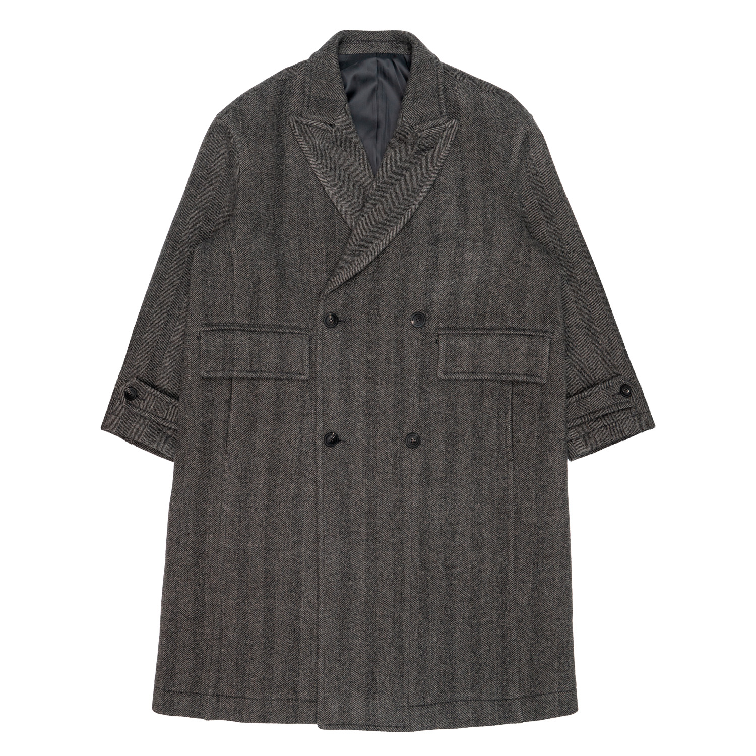 Man Coor classy herringbone twill heavy coat