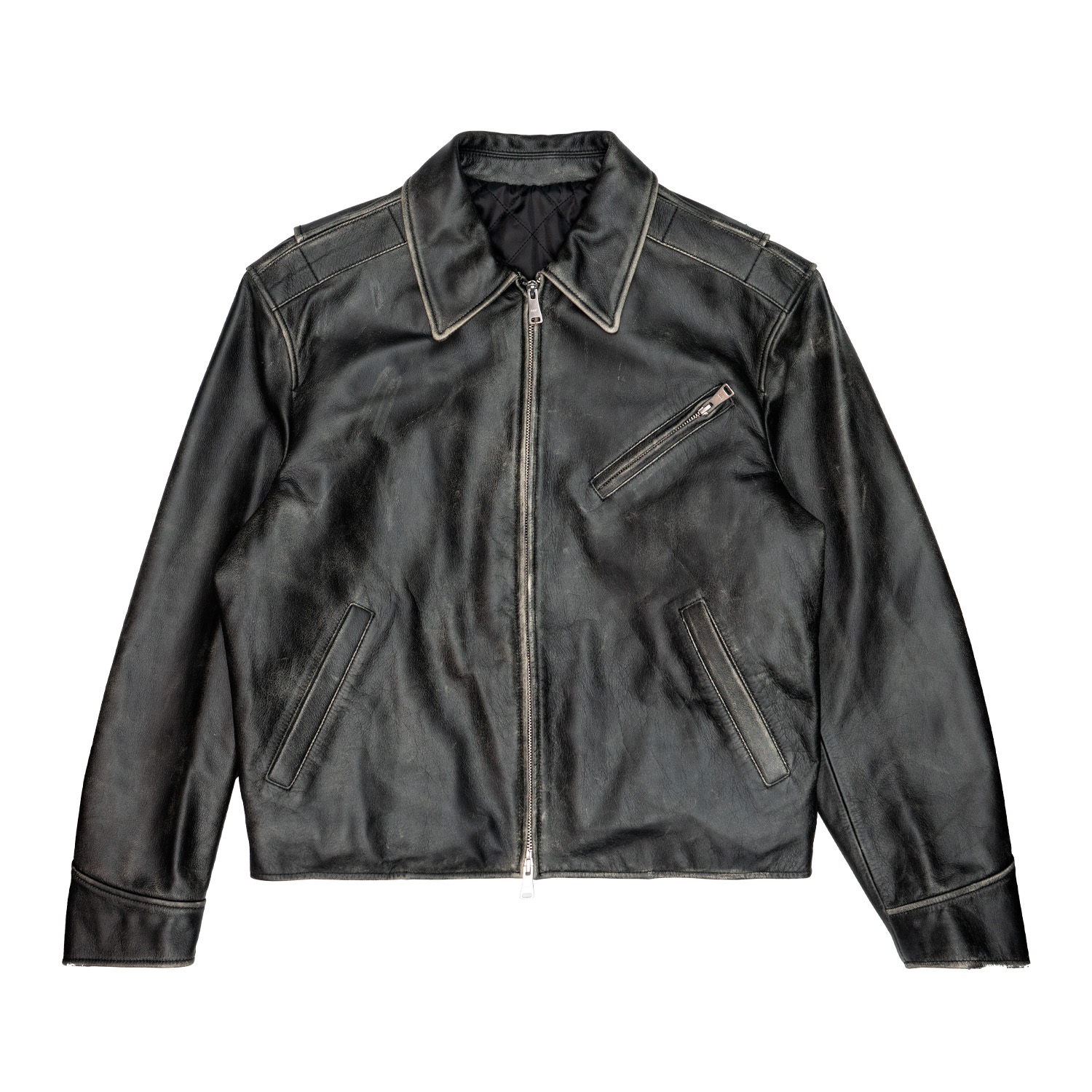 Herrenjacke Coor Kuh gewaschenes Biker Leder