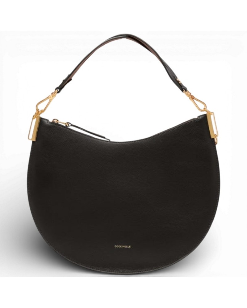 Coccinelle Sunup Medium Woman Noir/Cognac Handbag in Leather