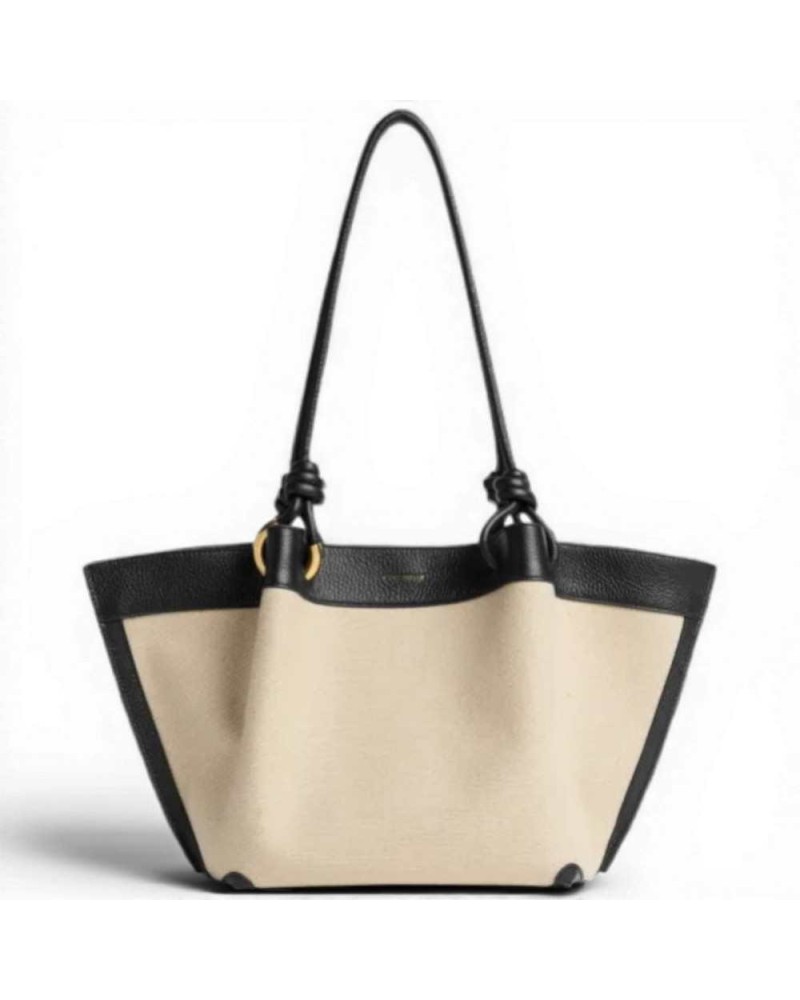 Coccinelle Finn Women's Natural Bag in Canvas and Leather