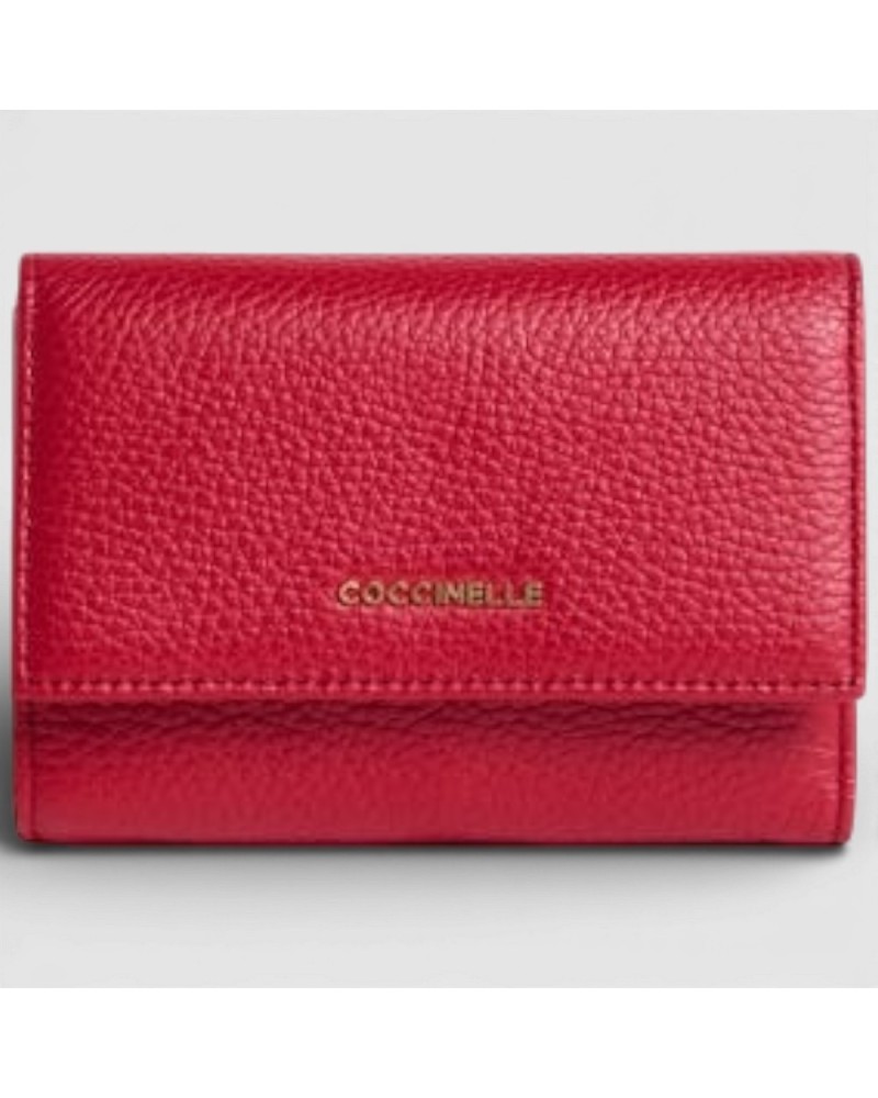 COCCINELLE Nom du produit : Portefeuille METALLIC SOFT rouge