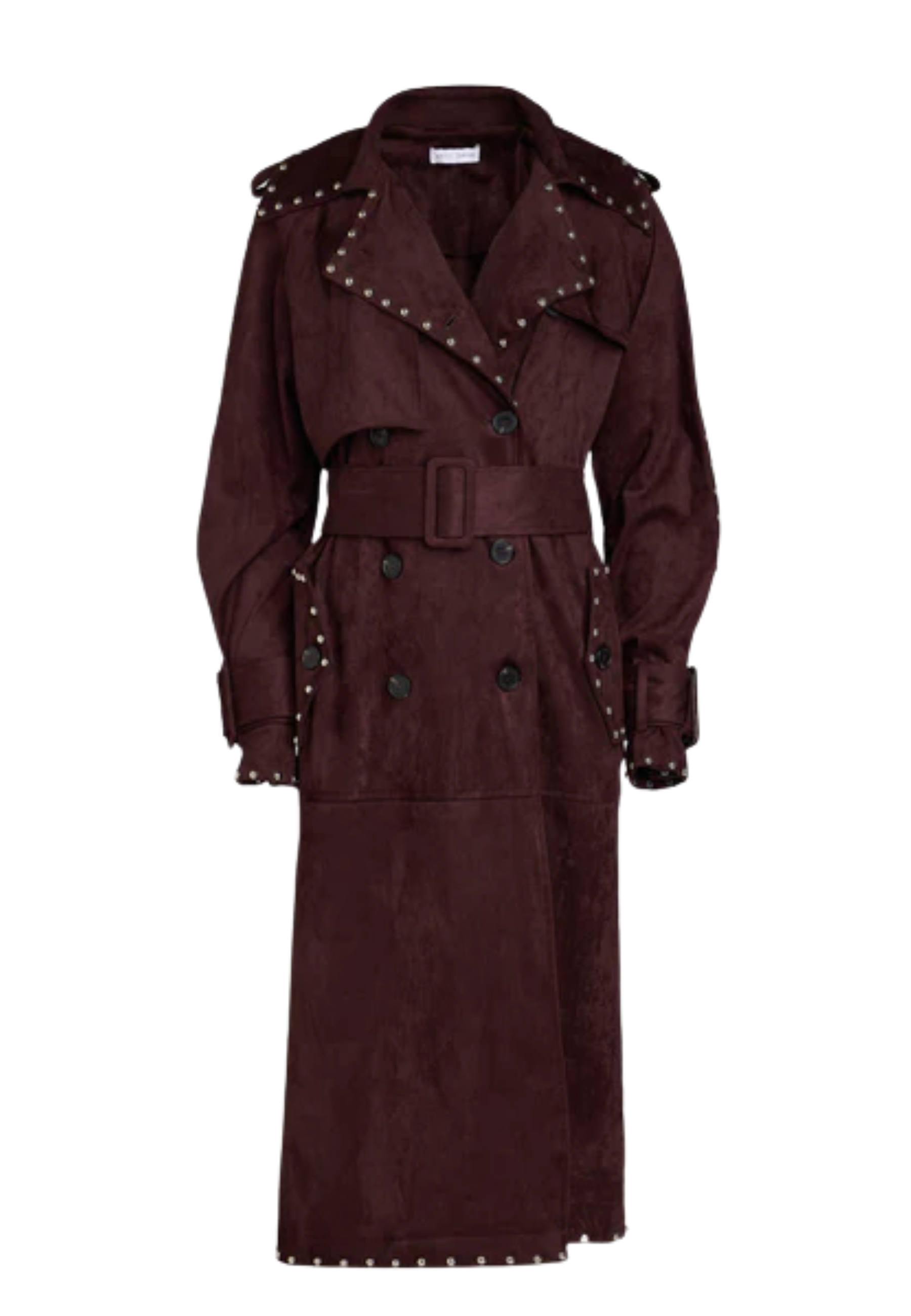 Weili Zheng Women's Suede Trench  With Studs In Black