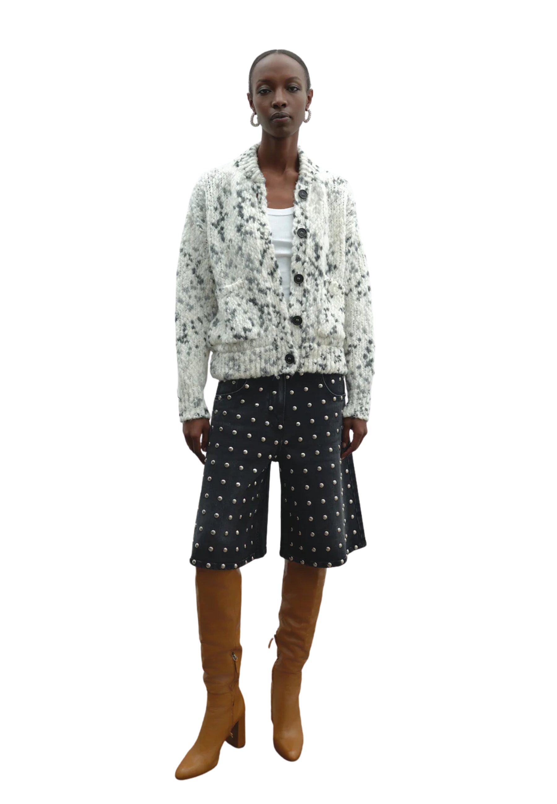 Akep Bomber Grey And White Woman  In Wool