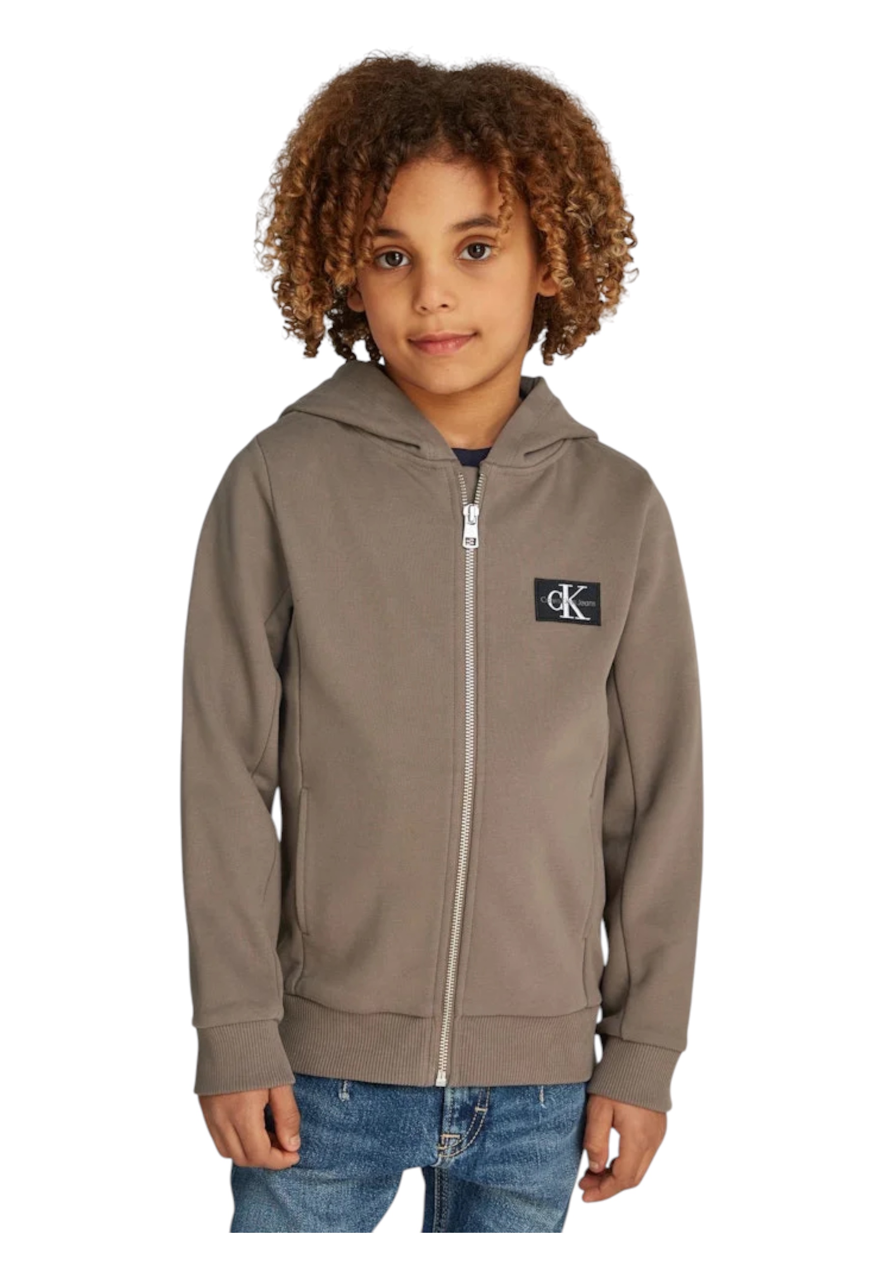 Full zip sweatshirt with hood Boy unisex Calvin Klein