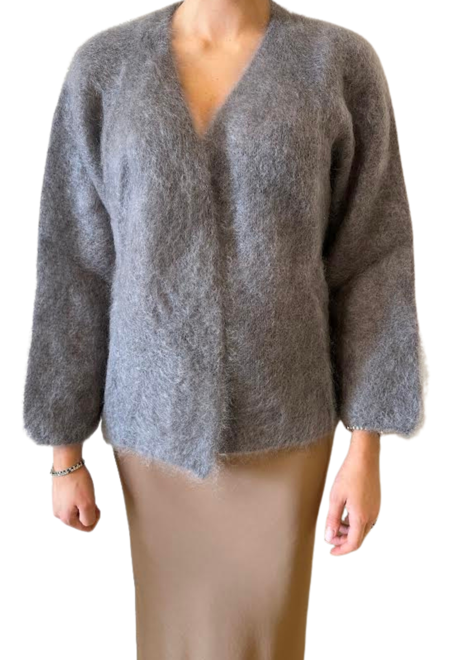 Dixie Cardigan Woman In Wool In Gray